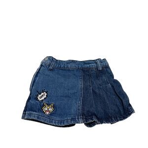 KENZO Kids Tiger Patch Pleated Denim Skort Size 3A/94 - Fits like 2T